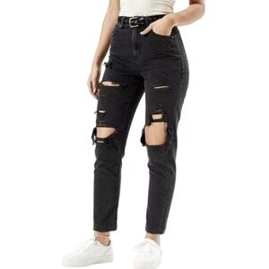 NWT American Eagle Outfitters COMFORT stretch waistband black distressed jeans